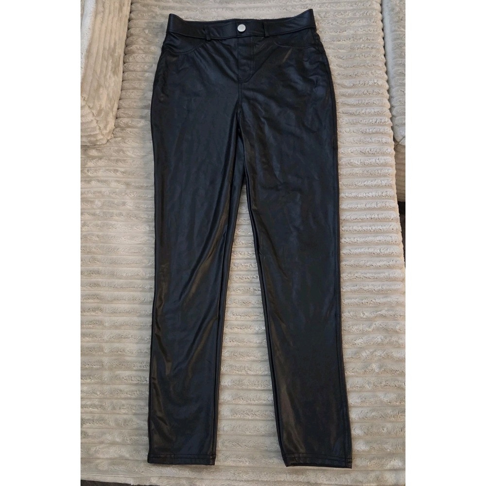 Thrill Jeans Black Faux Leather Pants Juniors Size Large High Rise Slim Skinny L
